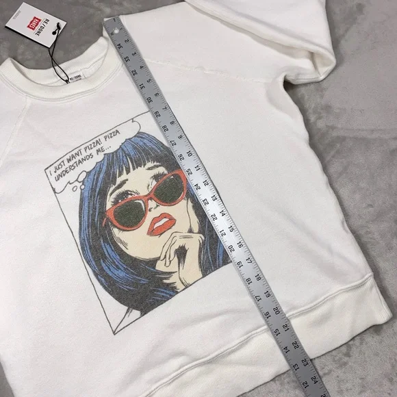 RE/DONE HANES Classic 100% Cotton Raglan Sweatshirt Pullover Top sz MEDIUM White - Picture 10 of 14